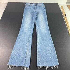 Paige Jeans Women 25x30* Laurel Canyon High Rise Flare Blue Raw Hem Denim Tag 26